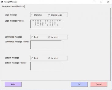 Receipt Journal Message Setup Screen