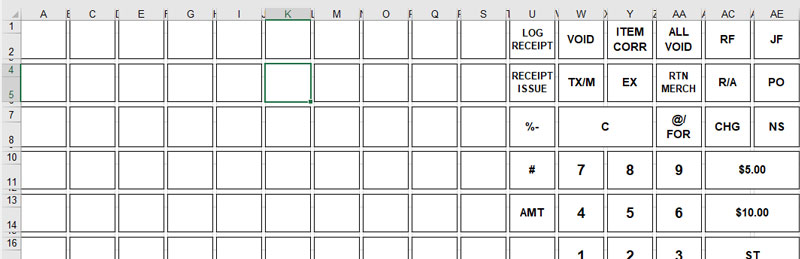 Blank Printable Cash Register Keyboard Template