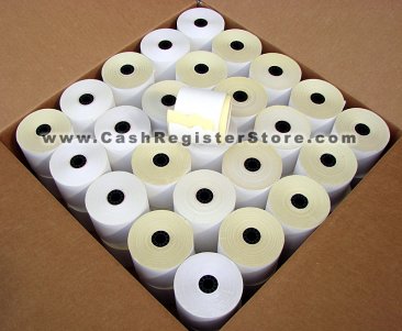58mm (2 1/4") 2 ply canary yellow/white paper